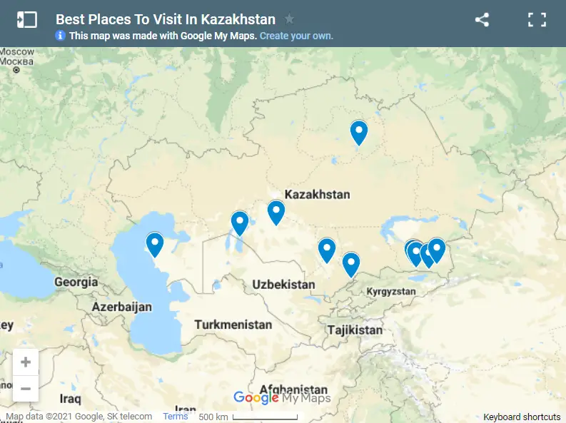 Best-Places To Visit In Kazakhstan map