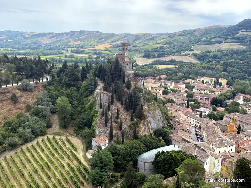 Views of the Clock Tower and Brisighella from Rocca Manfrediana