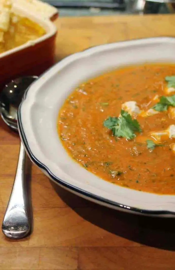 Tomato and Coriander Mexican Soup