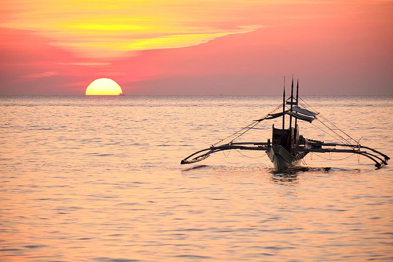 Sunset on Boracay island. 