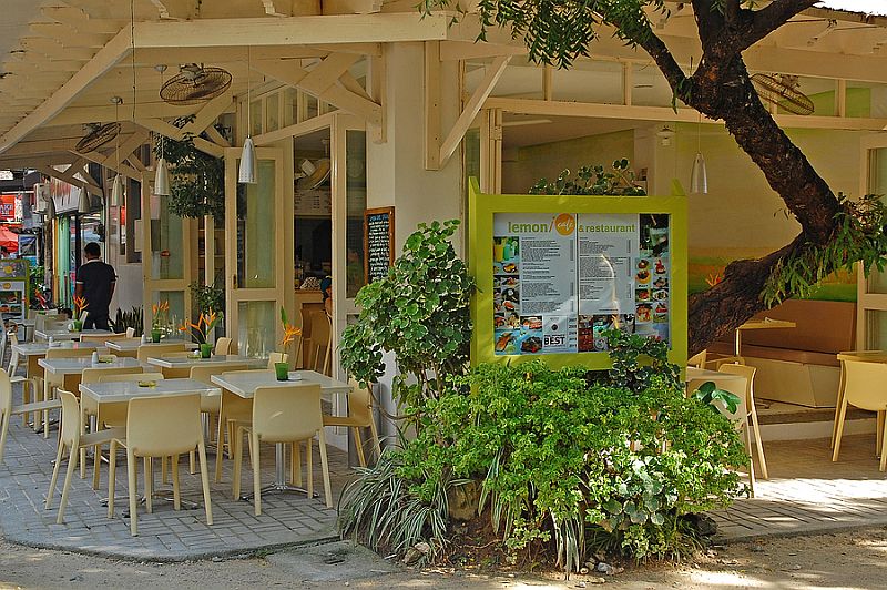 Lemon cafe and restaurant facade at Boracay Island 