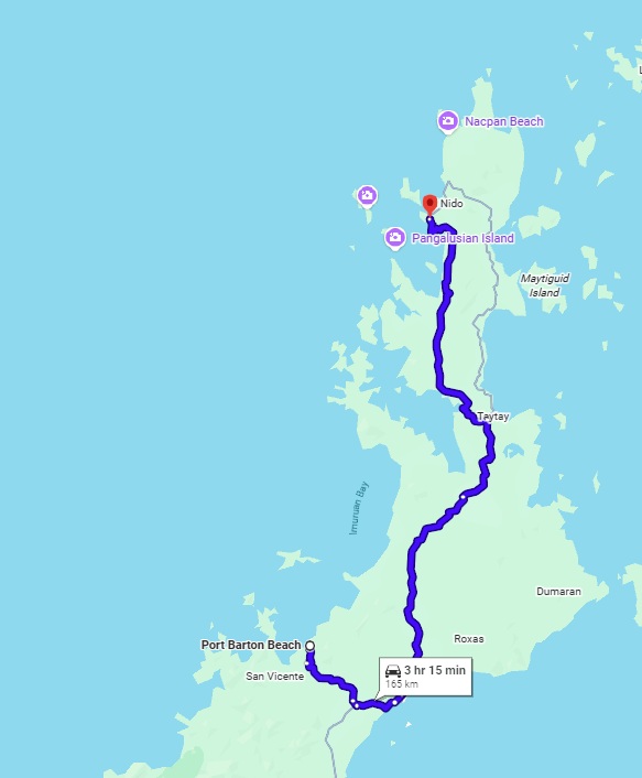 port barton to el nido map