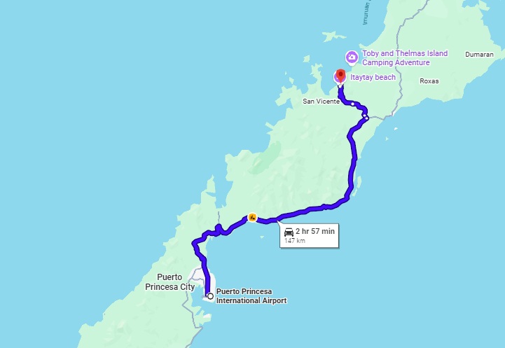 puerto princesa to port barton map
