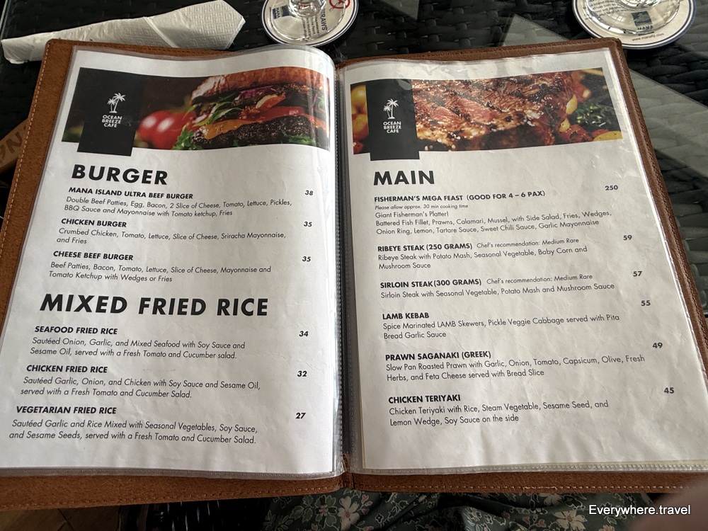 Ocean Breeze Café menu at Mana Island Resort