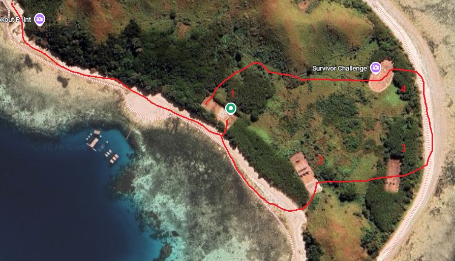 Walking between Survivor challenge sites on Mana Island
